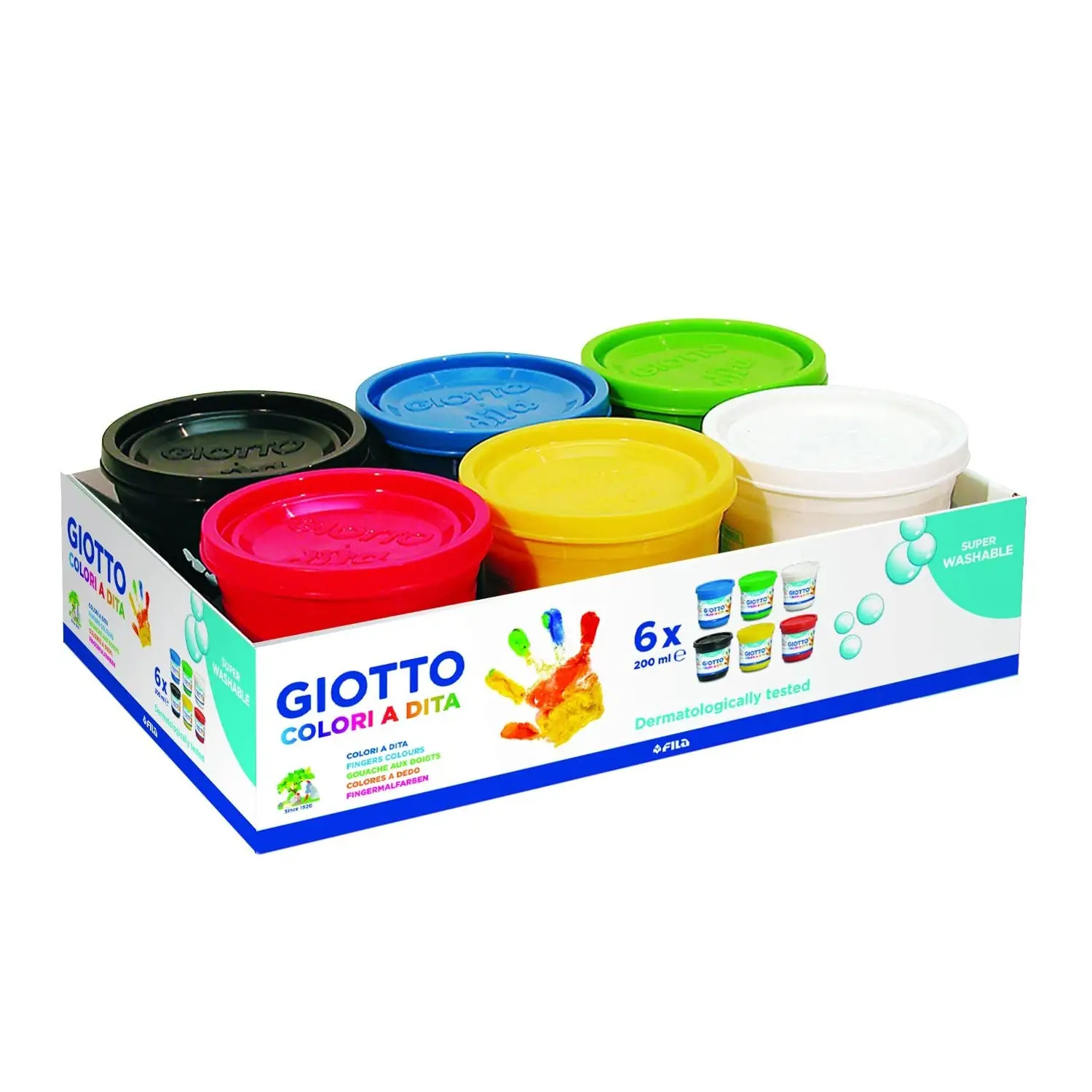 Colori a Dita Giotto – 6 Vasetti da 200 ml - Tempere